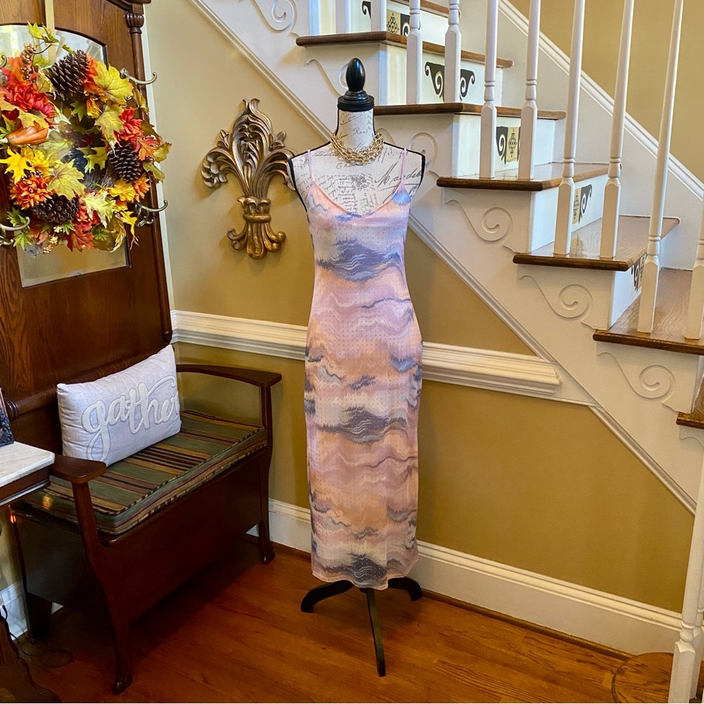 No Comments watercolor rhinestone sparkle maxi dress